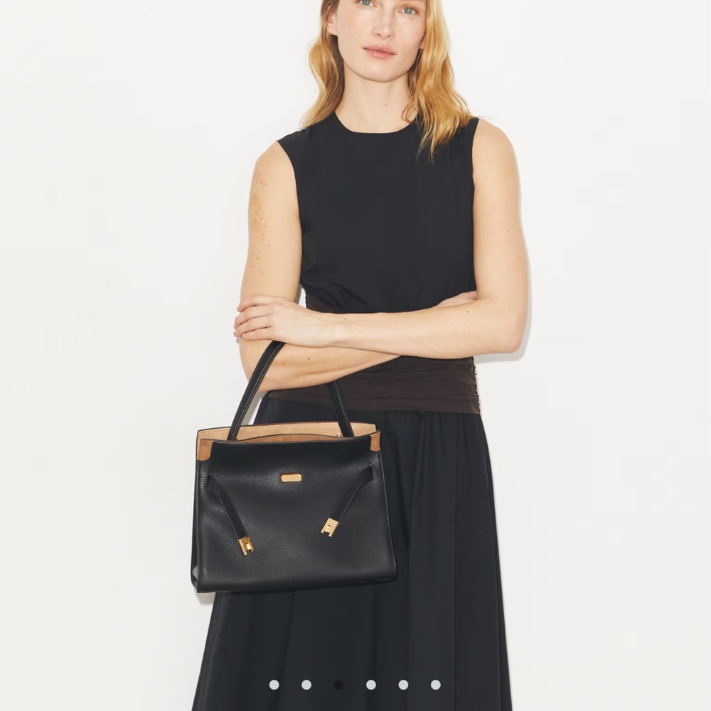 Tory Burch Black and Tan Leather Satchel